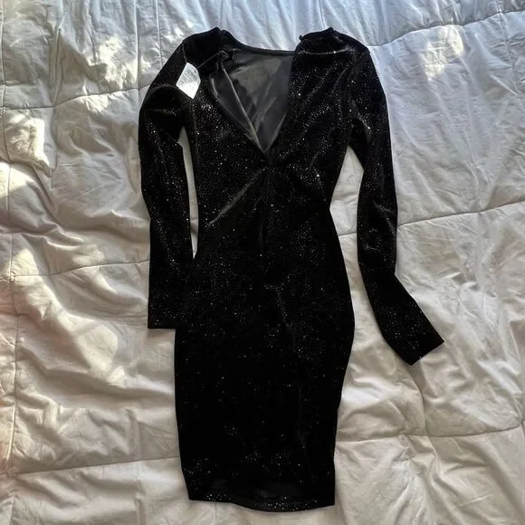 Windsor Sparkly Long Sleeve Boat Neck Mini Dress Size XS - Picture 16 of 16